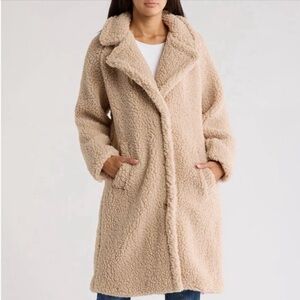 Lucky Brand Teddy Faux Fur Coat Tan Size Medium